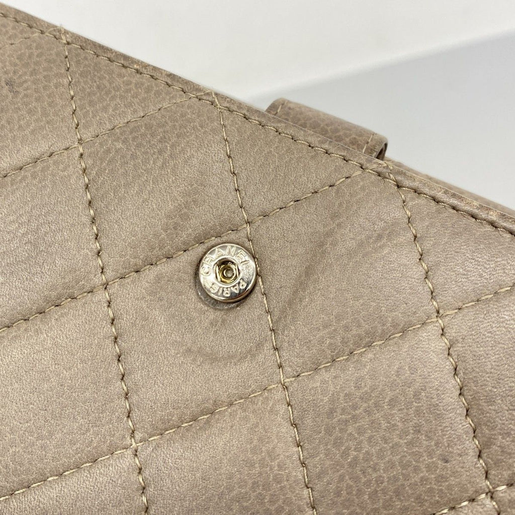 Chanel Wallet Quilted Caviar Leather Beige Silver — view 8