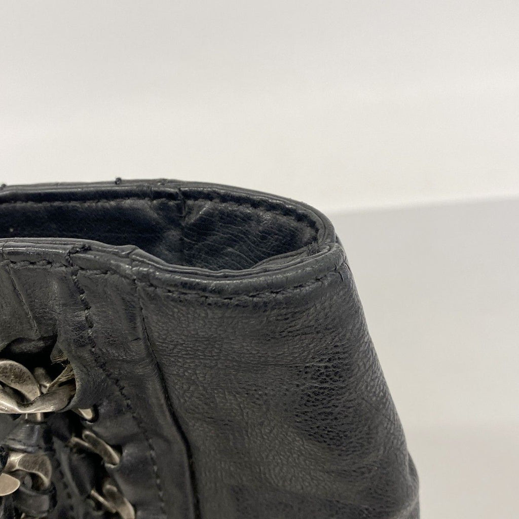 Chanel Chain Tote Leather Black Silver — view 7