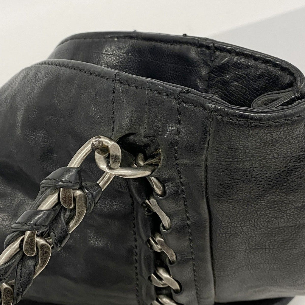Chanel Chain Tote Leather Black Silver — view 8