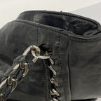 Chanel Chain Tote Leather Black Silver — view 8