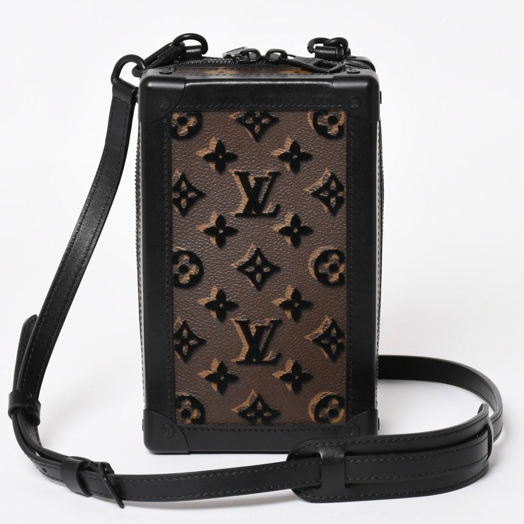 Louis Vuitton Monogram Tuffetage Vertical Soft Trunk Shoulder Bag Black Brown