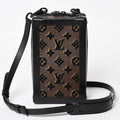 Louis Vuitton Monogram Tuffetage Vertical Soft Trunk Shoulder Bag Black Brown