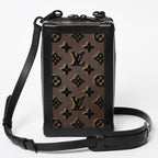 Louis Vuitton Monogram Tuffetage Vertical Soft Trunk Shoulder Bag Black Brown