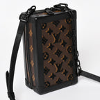 Louis Vuitton Monogram Tuffetage Vertical Soft Trunk Shoulder Bag Black Brown — view 3
