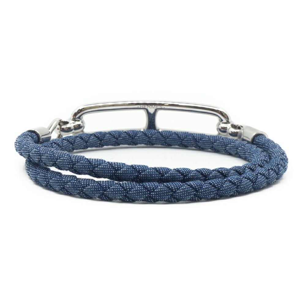 Hermes Roulis Double Tour Bracelet Metal Blue 15 cm Silver — view 3