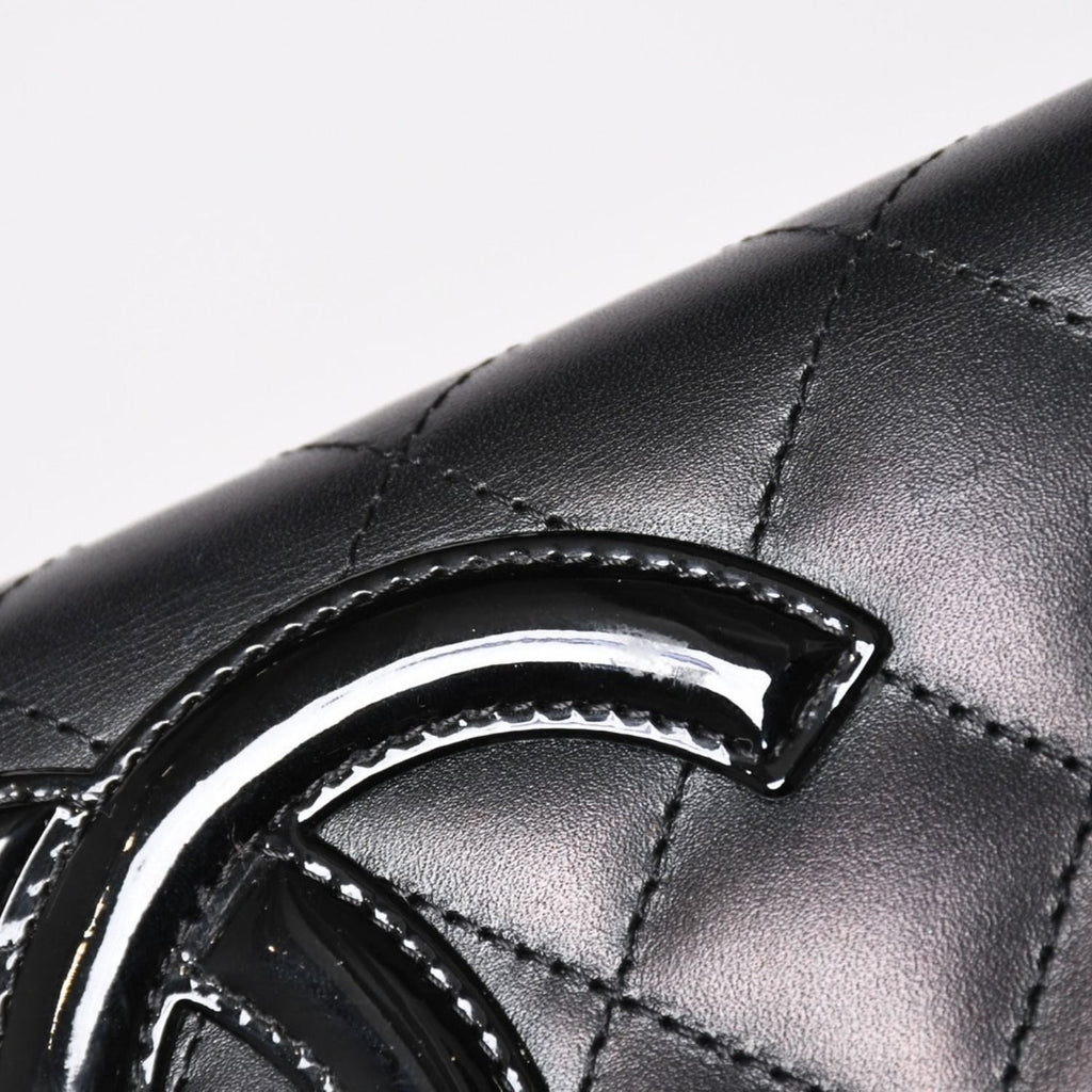 Chanel Cambon Line Chain Wallet Quilted Lambskin CC Logo Patent Black Pink — view 7