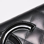 Chanel Cambon Line Chain Wallet Quilted Lambskin CC Logo Patent Black Pink — view 7