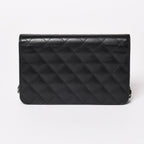 Chanel Cambon Line Chain Wallet Quilted Lambskin CC Logo Patent Black Pink — view 2