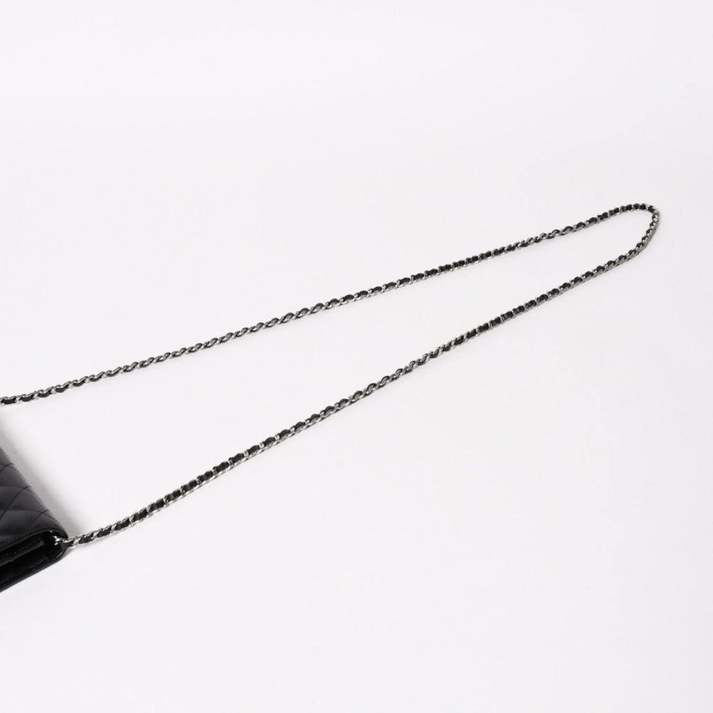 Chanel Cambon Line Chain Wallet Quilted Lambskin CC Logo Patent Black Pink — view 4