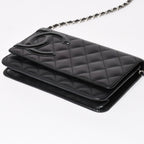 Chanel Cambon Line Chain Wallet Quilted Lambskin CC Logo Patent Black Pink — view 5