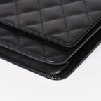 Chanel Cambon Line Chain Wallet Quilted Lambskin CC Logo Patent Black Pink — view 8