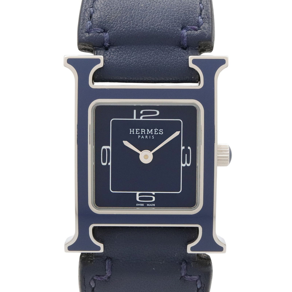 Hermes Watch Blue Stainless Steel Leather