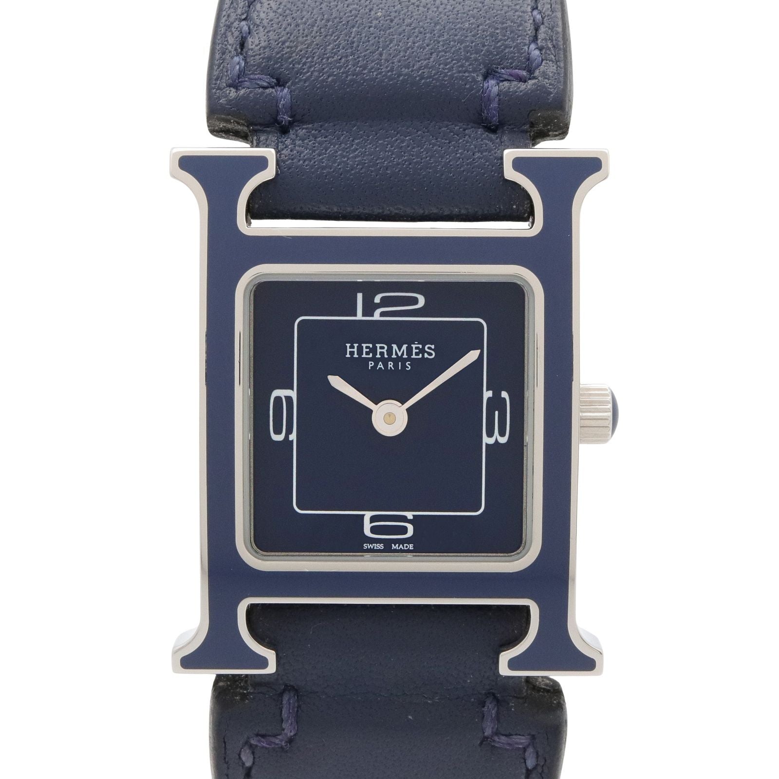 Hermes Watch Blue Stainless Steel Leather