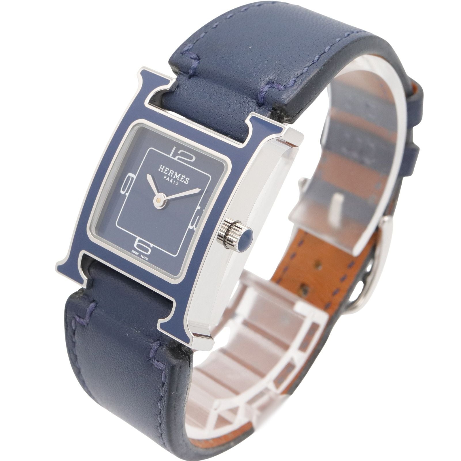 Hermes Watch Blue Stainless Steel Leather — view 2