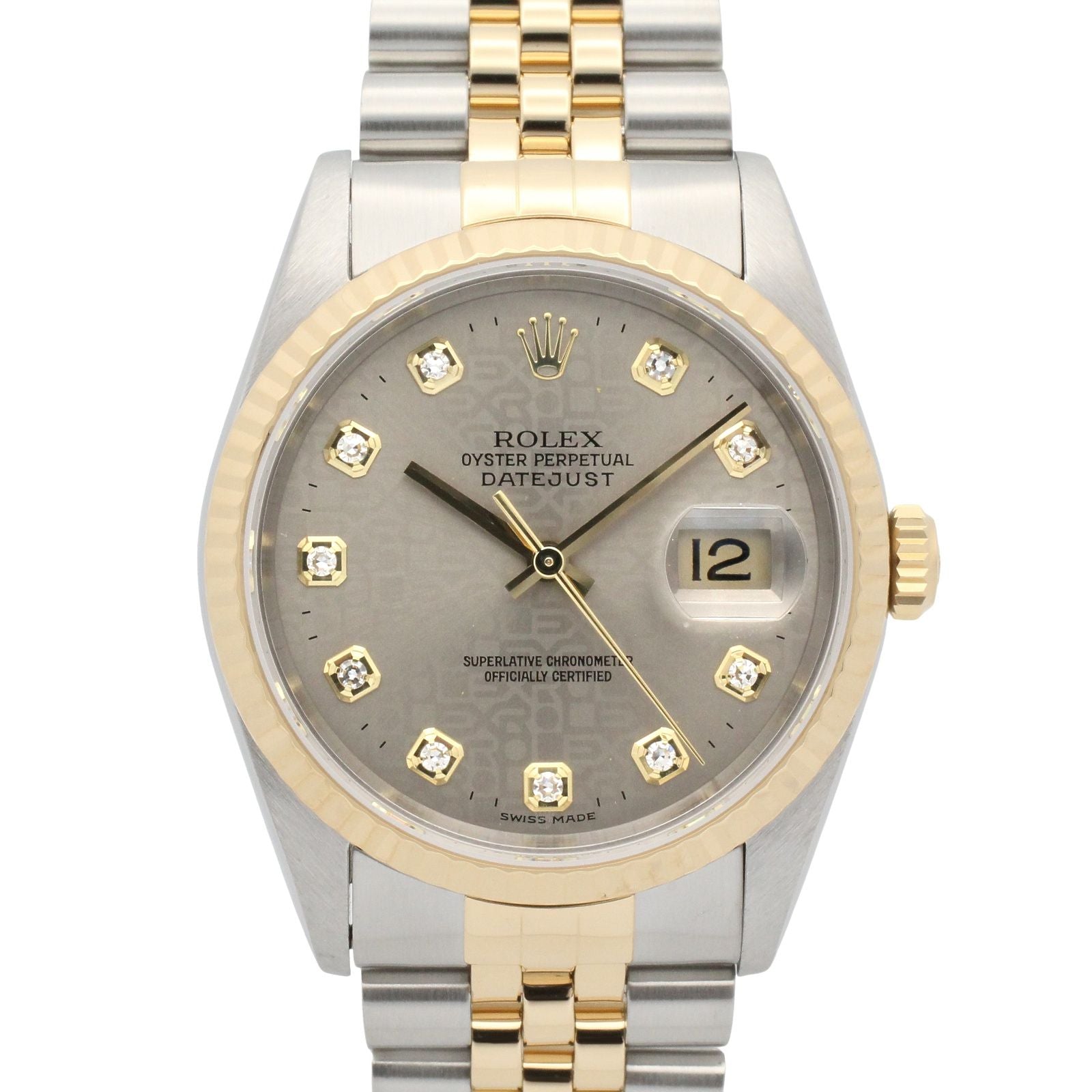 Rolex Datejust Diamond T Number GL Precon NP 18k Stainless Steel