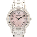 Hermes Watch Cles Diamond Pink Shell Stainless Steel