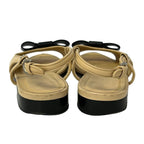 Chanel Sandals 36.5 C Beige Black Ribbon Leather — view 3