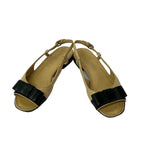 Chanel Sandals 36.5 C Beige Black Ribbon Leather — view 2