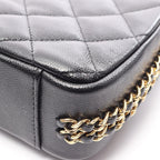 Chanel Shoulder Bag Quilted Black Caviar Leather Small Flap Chain — view 6