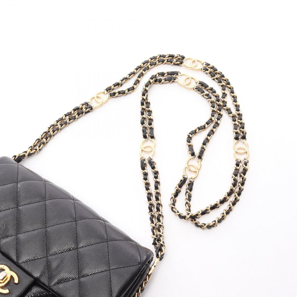 Chanel Shoulder Bag Quilted Black Caviar Leather Small Flap Chain — view 7