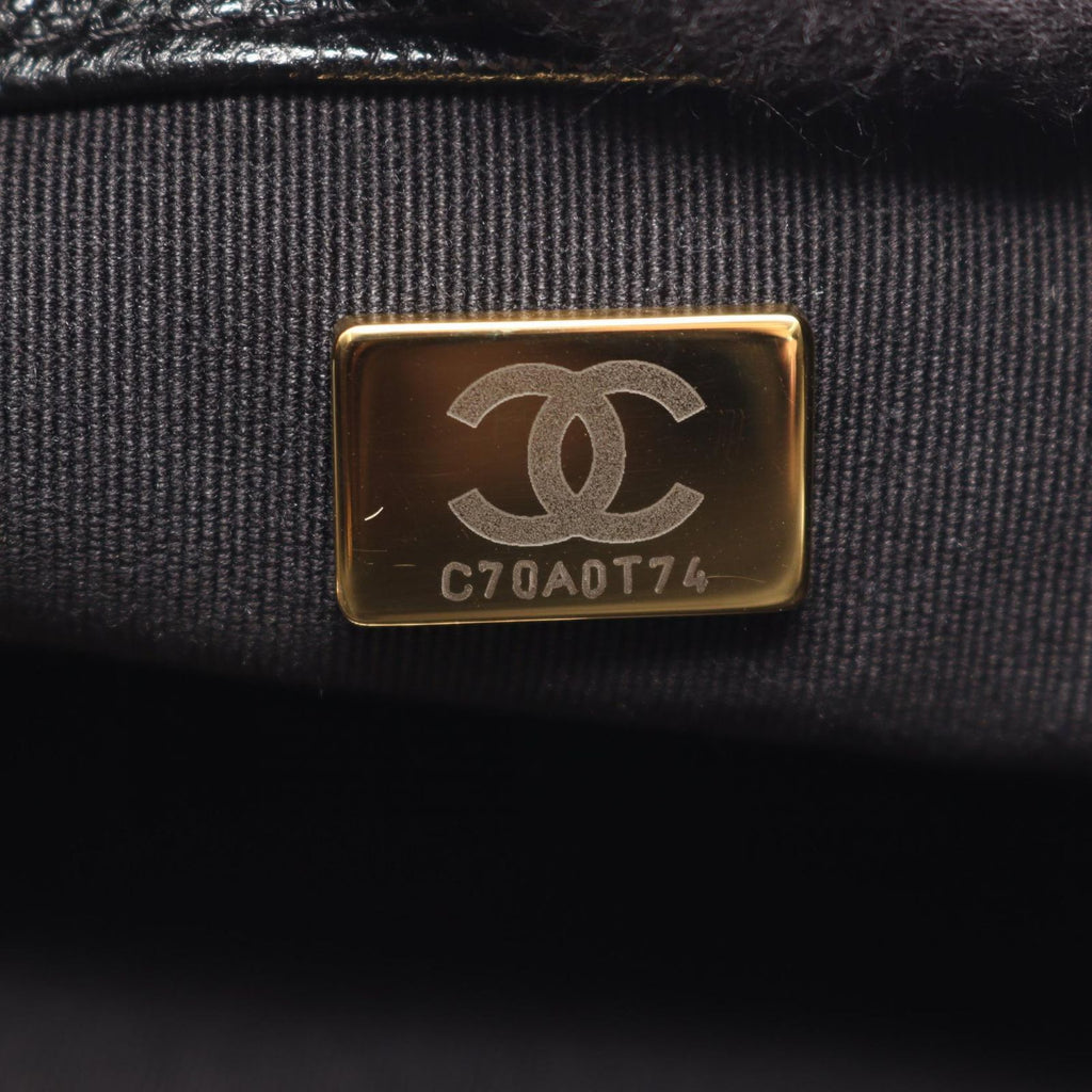 Chanel Shoulder Bag Quilted Black Caviar Leather Small Flap Chain — view 5