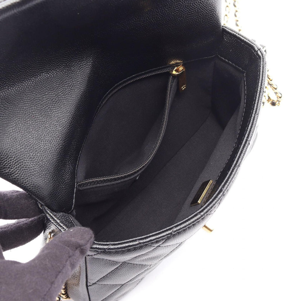 Chanel Shoulder Bag Quilted Black Caviar Leather Small Flap Chain — view 3