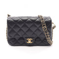 Chanel Shoulder Bag Quilted Black Caviar Leather Small Flap Chain