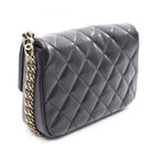 Chanel Shoulder Bag Quilted Black Caviar Leather Small Flap Chain — view 2