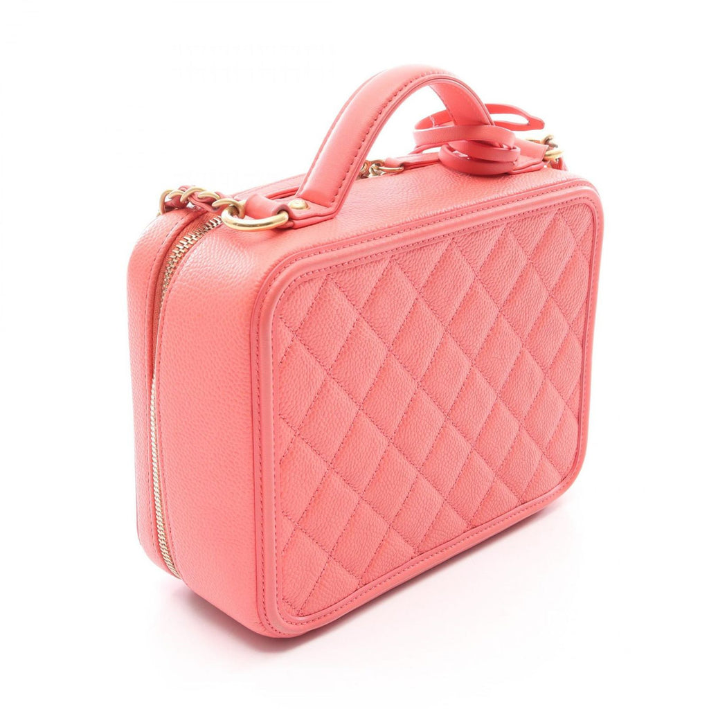 Chanel Shoulder Bag CC Figuri Vanity 2-Way Salmon Pink Caviar Leather CC — view 2