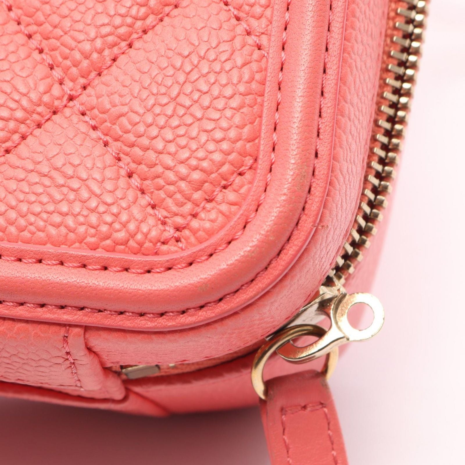 Chanel Shoulder Bag CC Figuri Vanity 2-Way Salmon Pink Caviar Leather CC — view 8