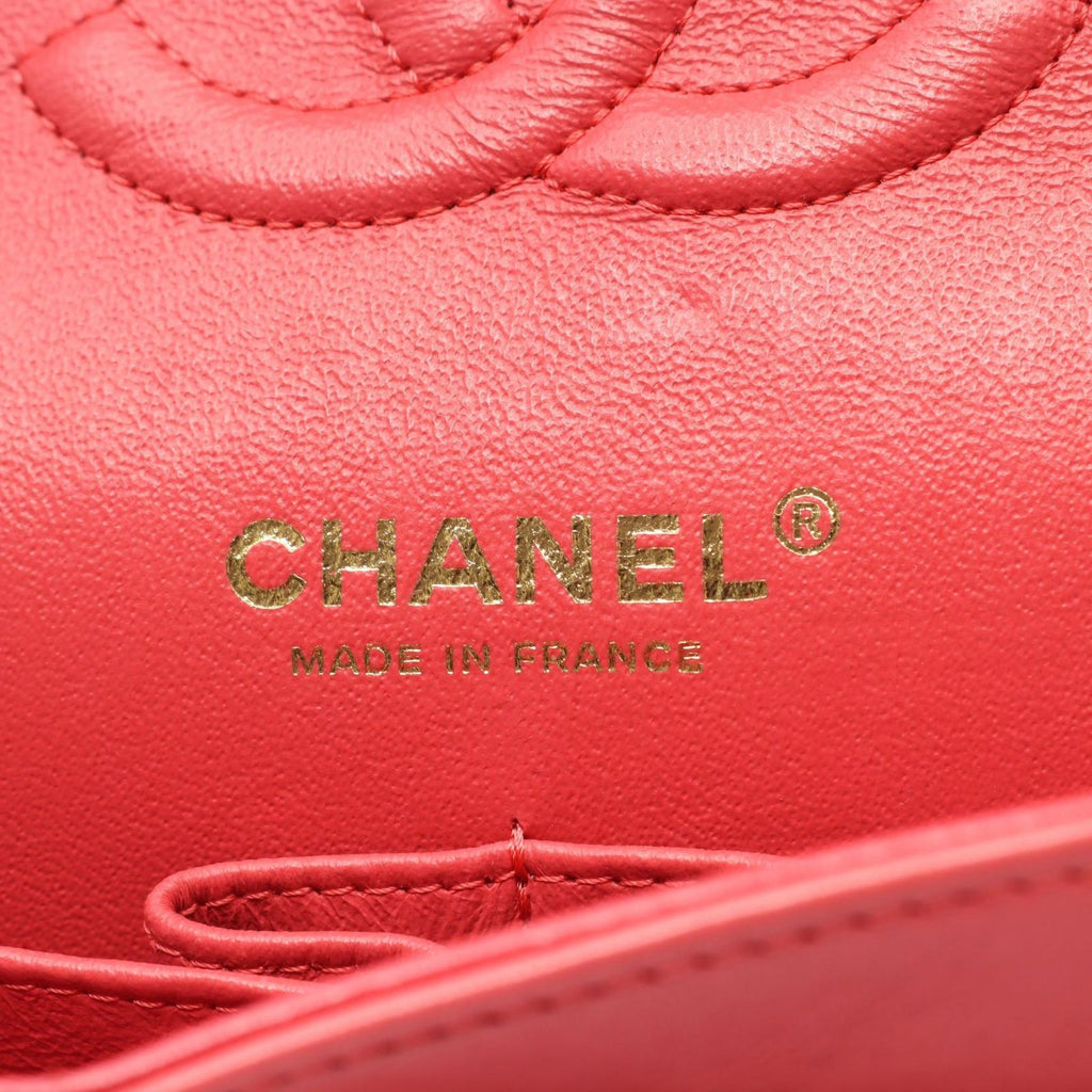 Chanel Shoulder Bag Blanc Stitch Double Flap Salmon Pink Lambskin Chain — view 4