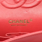 Chanel Shoulder Bag Blanc Stitch Double Flap Salmon Pink Lambskin Chain — view 4