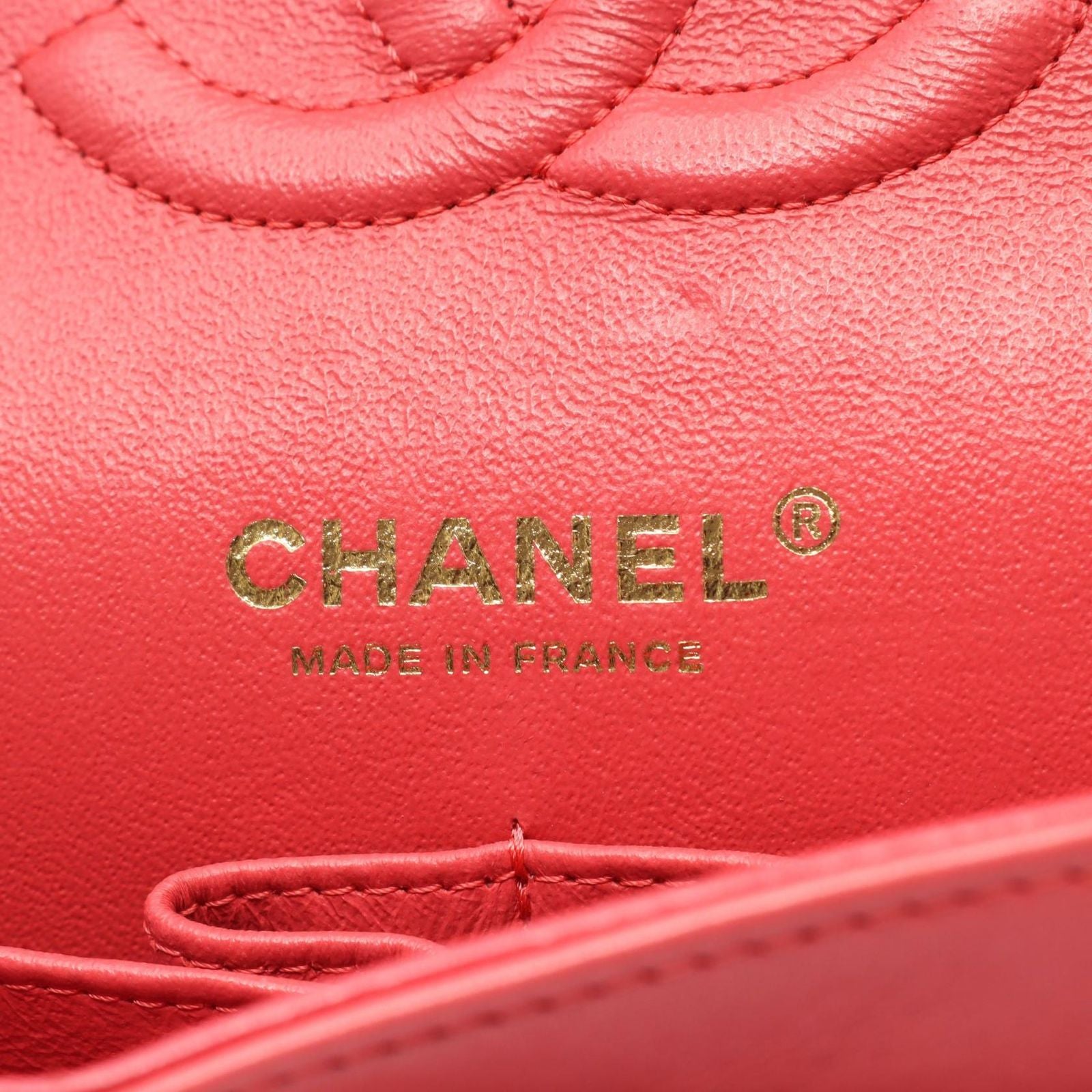 Chanel Shoulder Bag Blanc Stitch Double Flap Salmon Pink Lambskin Chain — view 4