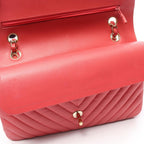 Chanel Shoulder Bag Blanc Stitch Double Flap Salmon Pink Lambskin Chain — view 9