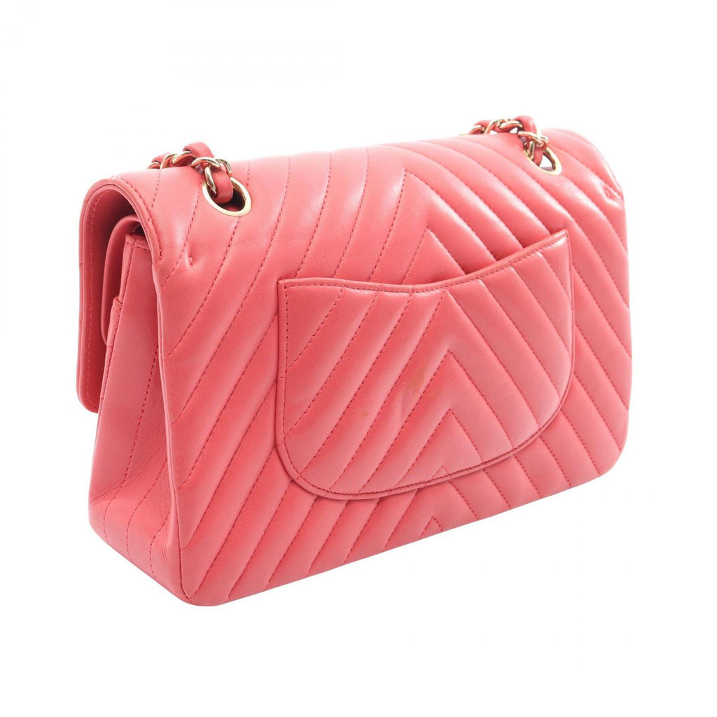 Chanel Shoulder Bag Blanc Stitch Double Flap Salmon Pink Lambskin Chain — view 2