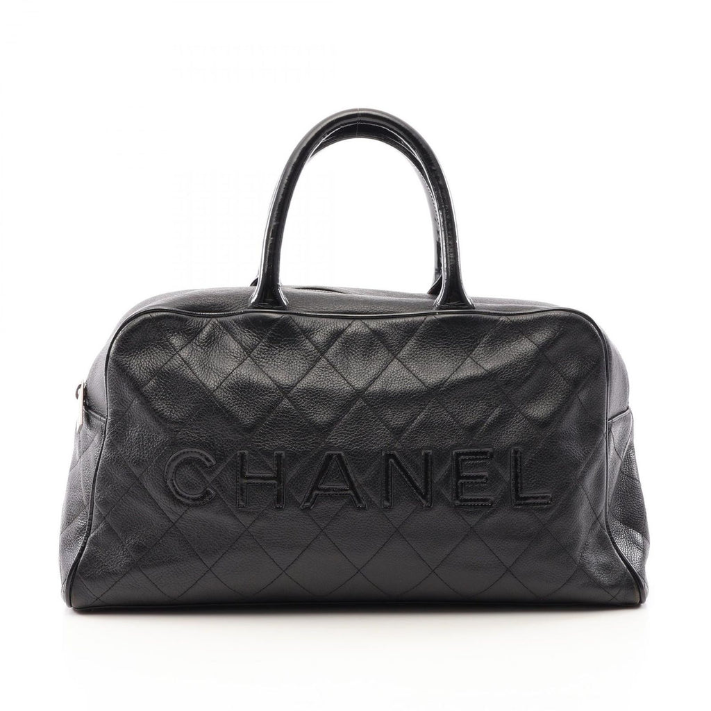 Chanel Quilted Bowling Bag Black Caviar Leather