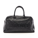 Chanel Quilted Bowling Bag Black Caviar Leather