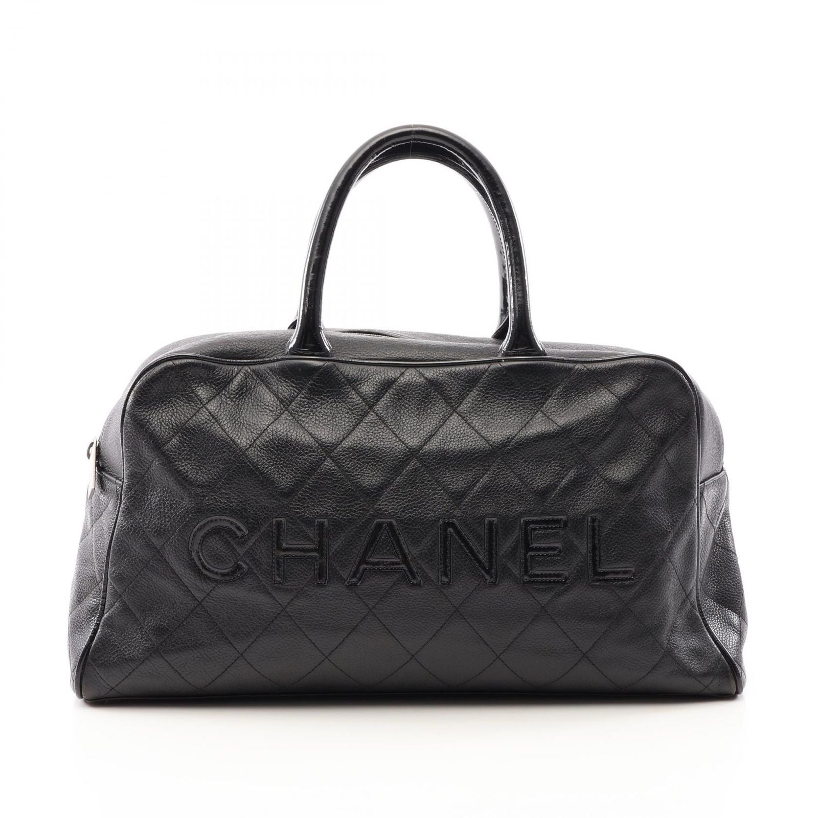 Chanel Quilted Bowling Bag Black Caviar Leather