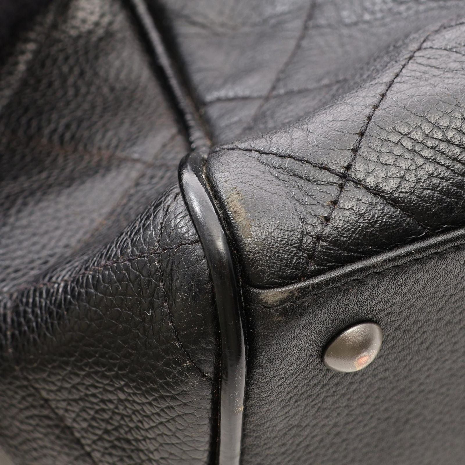 Chanel Quilted Bowling Bag Black Caviar Leather — view 7