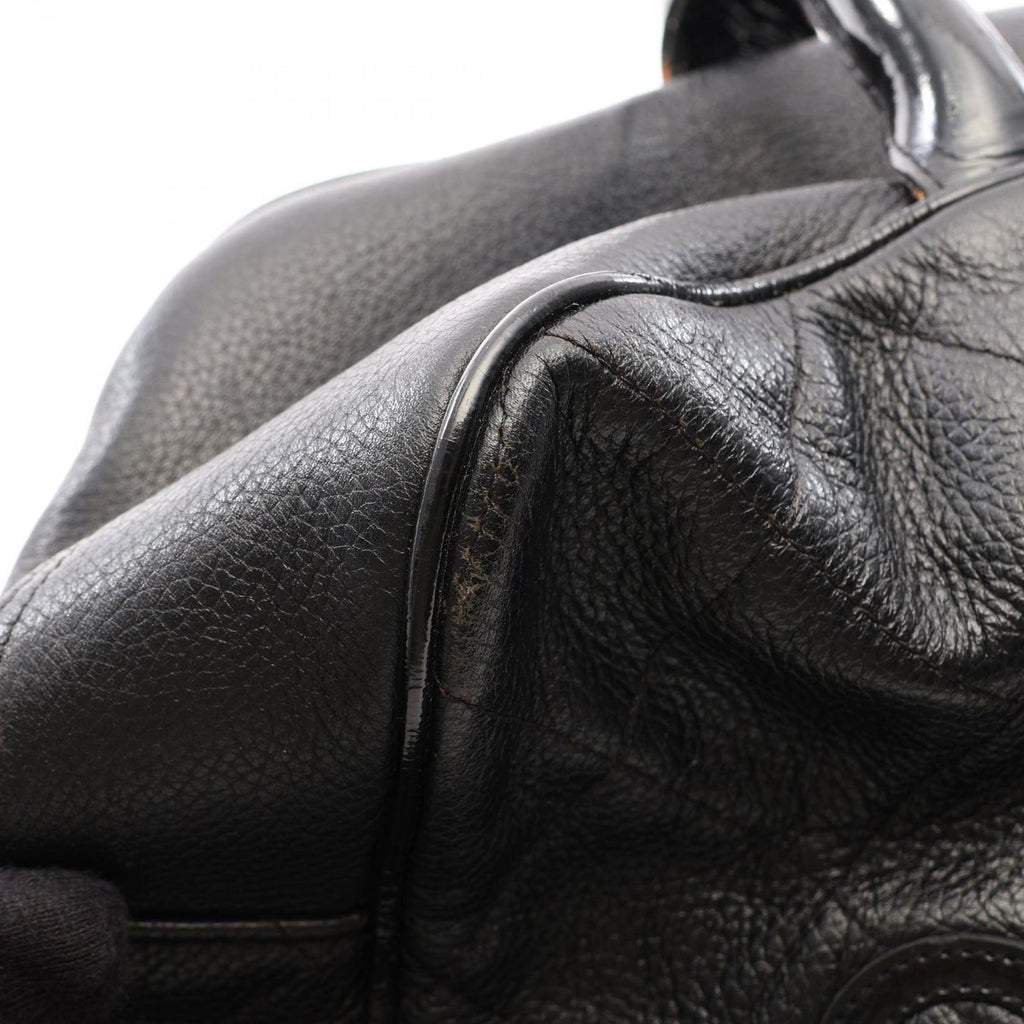 Chanel Quilted Bowling Bag Black Caviar Leather — view 8