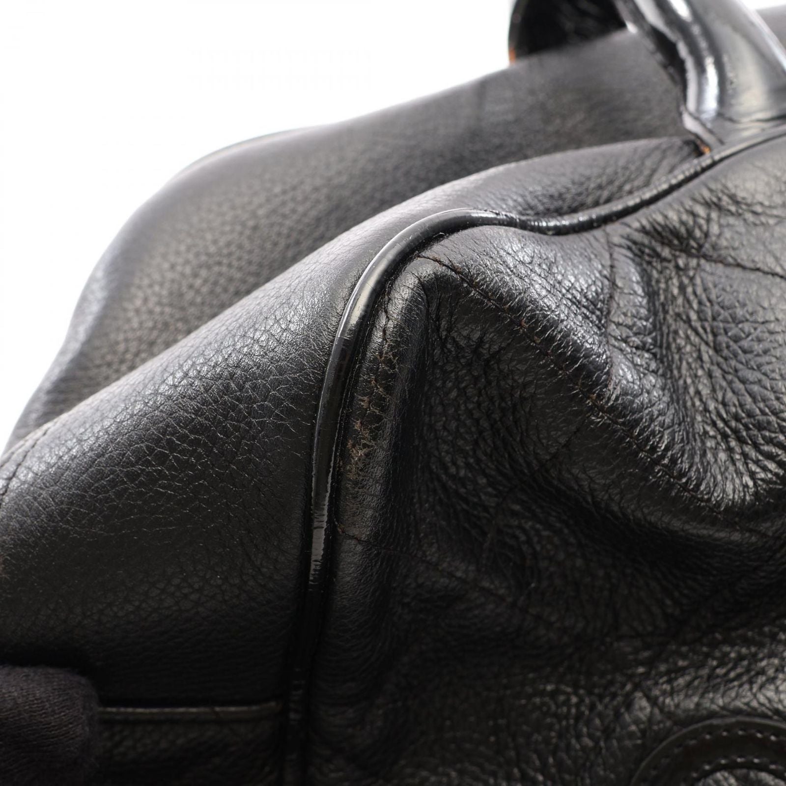 Chanel Quilted Bowling Bag Black Caviar Leather — view 8