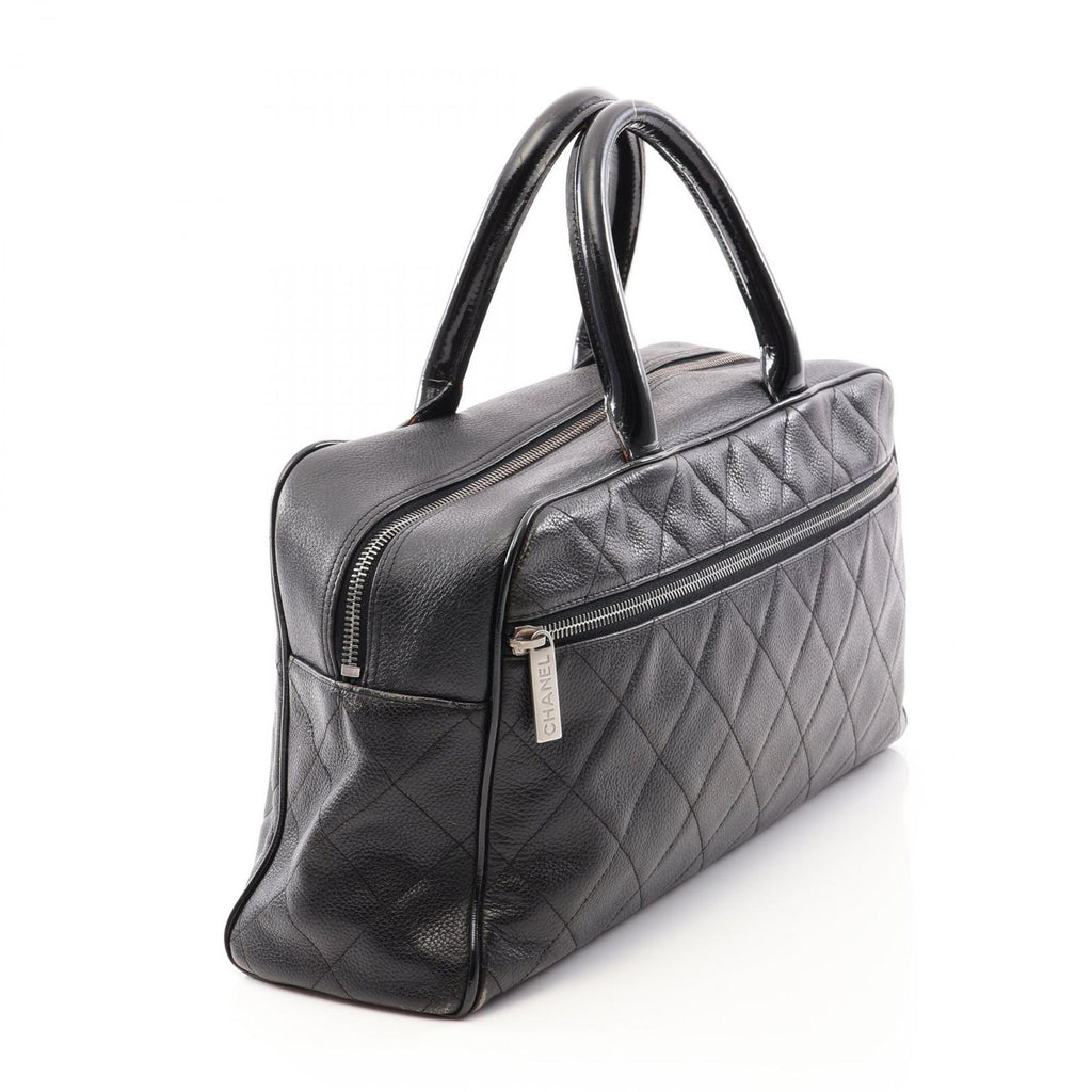 Chanel Quilted Bowling Bag Black Caviar Leather — view 2