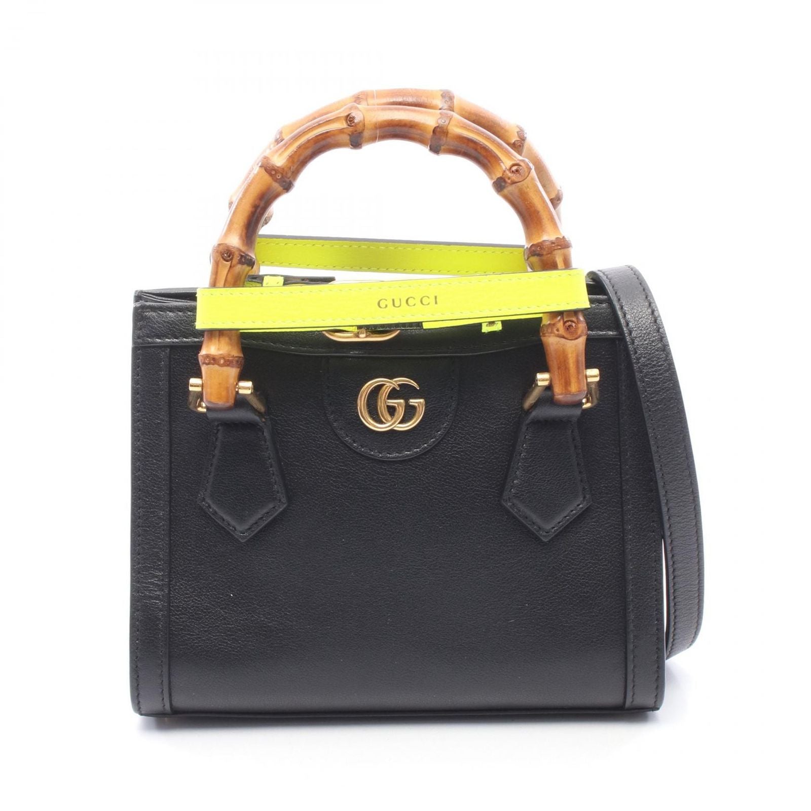 Gucci Handbag Diana Mini GG Marmont 2-Way Black Brown Leather Small Tote