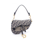 Dior Handbag Saddle Oblique Navy Canvas
