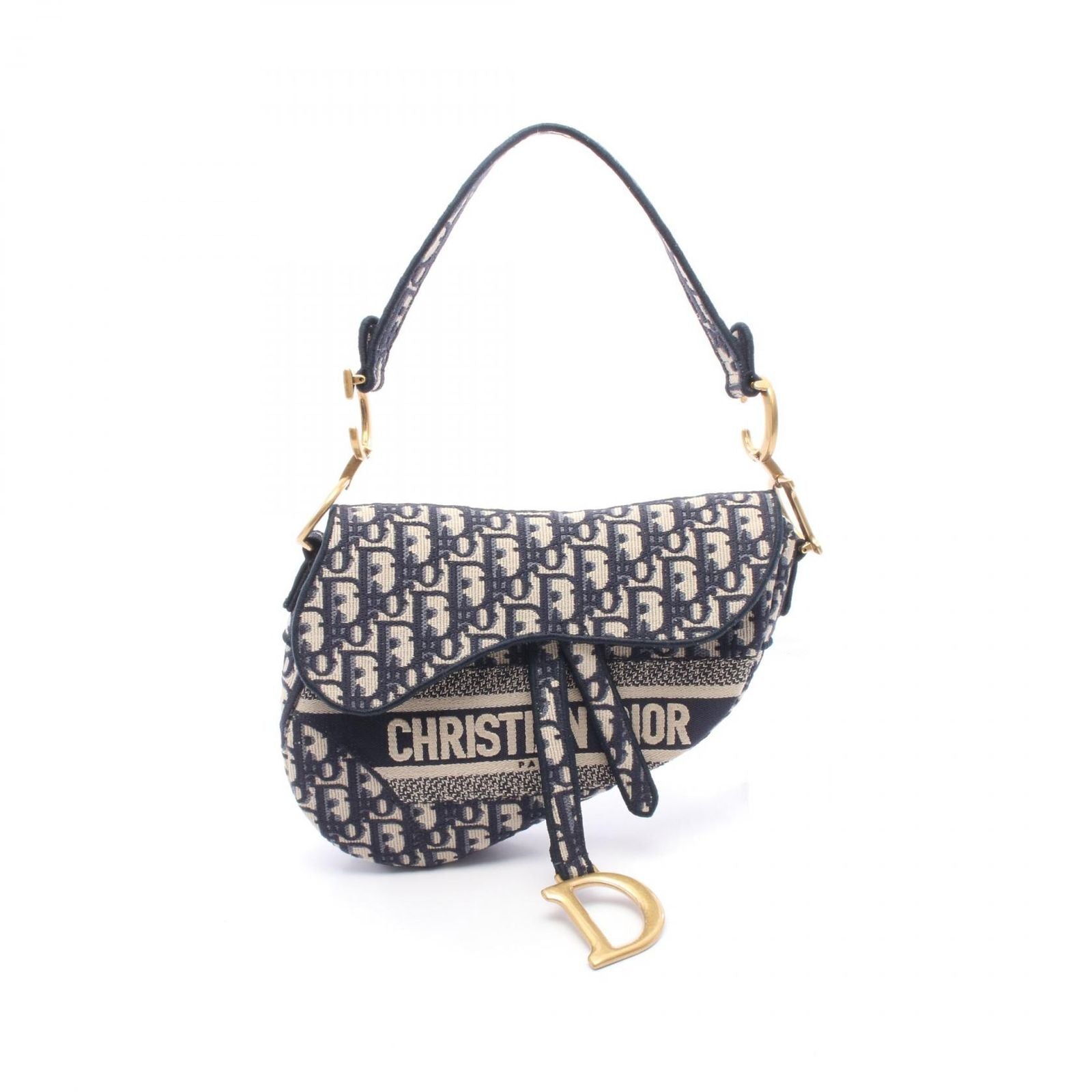 Dior Handbag Saddle Oblique Navy Canvas