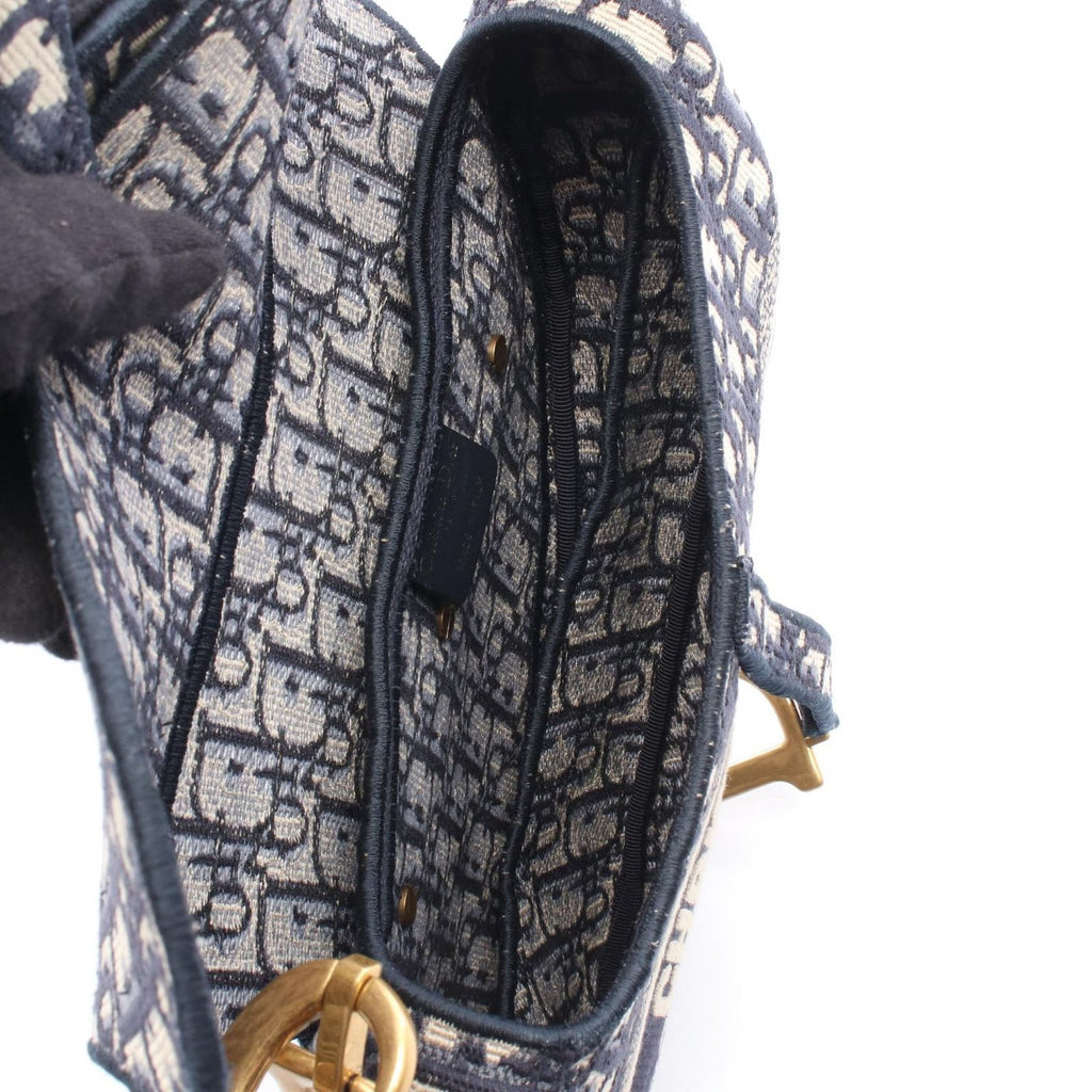 Dior Handbag Saddle Oblique Navy Canvas — view 3