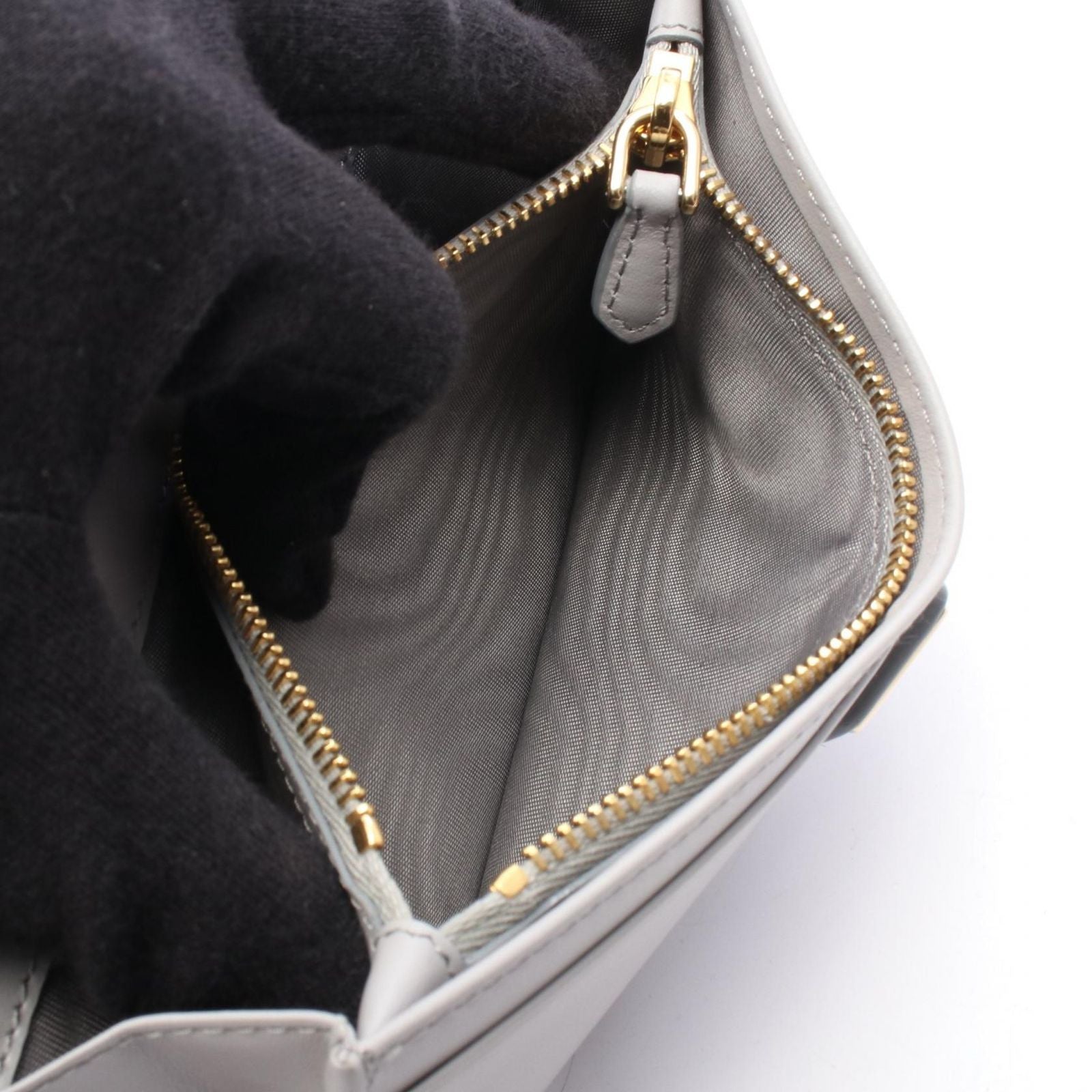 Prada Bifold Wallet Light Gray Leather — view 4