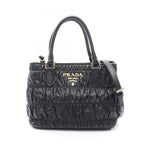 Prada Handbag Tessuto Soft CA 2-Way Black Leather Gathered Tote