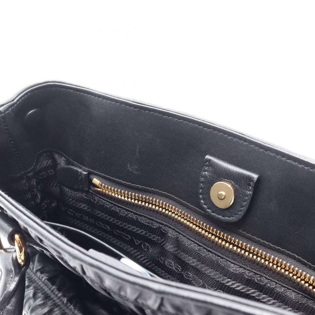 Prada Handbag Tessuto Soft CA 2-Way Black Leather Gathered Tote — view 6