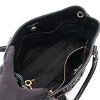Prada Handbag Tessuto Soft CA 2-Way Black Leather Gathered Tote — view 3